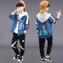 Childrens clothing boys  autumn suit 2021 new spring and autumn models middle and large boy boys Korean version of the two-piece set of foreign-style tide clothes