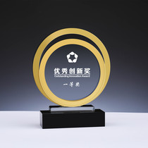 Crystal trophy custom creative metal trophy personality star resin authorization card custom production award lettering