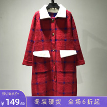 Sweet and windy ~ luxurious and sharp goods ● plush collar leather grass fresh gill coat with a discount on womens clothing