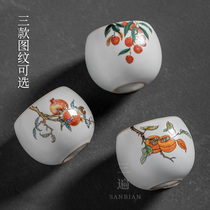 Ruyao Persimmon Kung Fu tea set Teacup Master cup Single cup Female open piece tea cup Single Ru Porcelain tea cup Ceramic