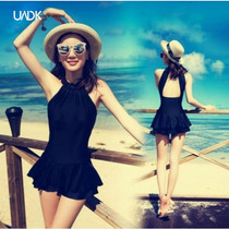 Swimsuit female Xia Xian thin belly cover thigh halter sexy 2021 new fairy fan conservative swimsuit pool practice