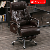 Genuine leather owner chair Lying Office Chair Massage Large Class Chair Comfort Long Sitting Computer Chair Home Swivel Chair Upscale Chair