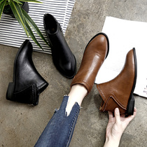 Hong Kong trendy brand Martin boots womens shoes 2020 autumn and winter new all-match back zipper booties thick heel British retro boots