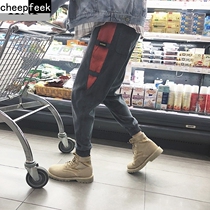 Casual pants mens bunches feet with Martin boots high shoes pants autumn trend boys wear corduroy ankle-length pants tide