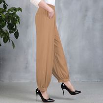 Cotton Silk Broadleg Lamp Cage Pants Spring Summer Middle Aged Women Pants Big Code Loose Casual National Wind Square Dance Womens Trousers