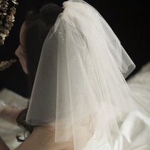 Jijia original (Su Chen)light champagne color bride short double-layer small veil Travel shooting certificate Wedding certificate veil