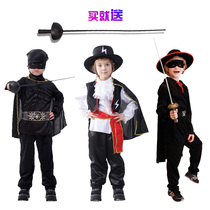 Halloween childrens clothing Boys June 1 Childrens Day cos performance clothes prom masked Zorro Knight costumes