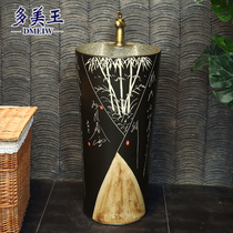 Domeiwang vintage ceramic column washbasin Garden outdoor antique floor-to-ceiling washbasin One-piece column basin