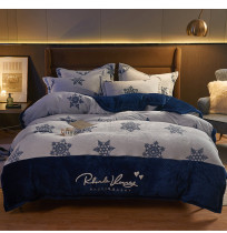 Winter thickened with cotton quilted bedding winter thickened warm silk cotton coral lamb suede complete set of five sets
