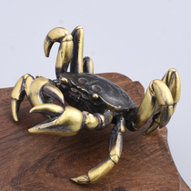 Creative pure copper solid animal crab tea pet cover pot cover holder handmade play small ornaments tea ceremony accessories