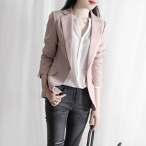 JOLIMENT pink striped small blazer women slim 2021 spring and autumn new long-sleeved casual suit top