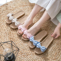 Straw linen household sandals summer rattan bamboo men and women home couples indoor and outdoor wear summer cotton linen