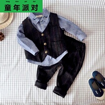 Childrens clothing Boys small suit suit 2020 new baby spring and autumn two-piece set childrens vest baby childrens autumn outfit