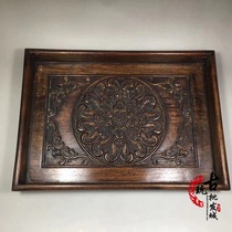 Hot sale collection antique old rosewood rich flower tea plate wood carving chrysanthemum tea tray plate available