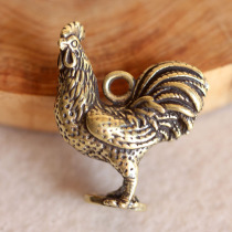 Creative Brass Key Buttoned Pendant Pure Copper Hand Handcrafted Zodiac Chicken Small Pendant Car Key Chain Ornament Gift