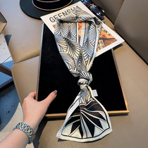 Spring and autumn silk real silk mulberry silk scarves Han version 100 lap geometric double layer scarf strip collar towels with collar towels