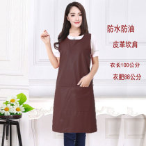 Waterproof and oil-proof leather apron zipper pocket extended sleeveless leather coat pu washing dishes men and women fashion overalls autumn and winter