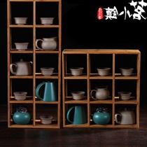 New Bogu Rack Bamboo Small Purple Sandstone Pot Shelf Tea Set Base Combined Tea Shelf Day Type Solid Wood Bay