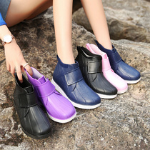 Magic sticker Korean fashion money outside wearing thick bottom rain shoes female couple rain boots cute non-slip plus suede warm water shoes