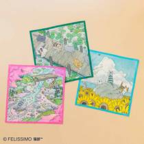 Japans new Finnese Dream with the painter Jiu Pau Chiao teacher cooperation cat and natural great fang towel silk scarf