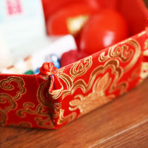 Satin candy plate fruit pot red fruit plate retro dowry Chinese wedding decoration decoration wedding supplies