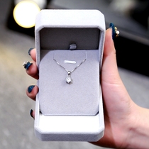 S925 pure silver delicate brief about small pendant single drill necklace small crowdlock bone chain Korean women silver decoration birthday present