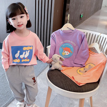 Girls spring clothing T-shirt 2022 new long sleeve blouse child casual ocean gas female baby jacket head round bottom-shirt