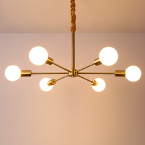 Bedroom chandelier all copper Nordic lamp simple modern creative personality minimalist style copper lamp round restaurant chandelier