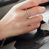 Flash Drilling Bilayer Rings Ins Fashion Personality Mesh Red Niche Design Opening Index Finger Ring Adjustable Ring