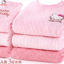 Girls thermal underwear set cotton children thick plus velvet cotton autumn pants women baby pajamas autumn and winter clothes