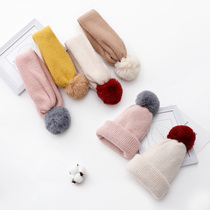 Childrens hat scarf one baby collar autumn and winter baby Winter girl female windproof warm knitted wool winter