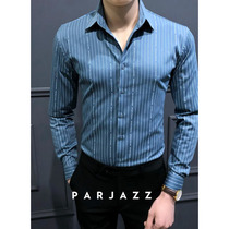 Spring new striped shirt mens long-sleeved Korean version of the trend light luxury shirt wild casual personality high-end mens shirt