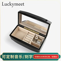 Customizable music 30 tone jewelry music box with makeup mirror lettering Birthday Christmas gift for girlfriend