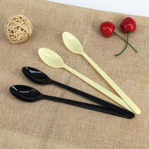 (5 packs free of mail) disposable plastic long spoon fast food spoon ice cream spoon crystal fork environmental protection tableware