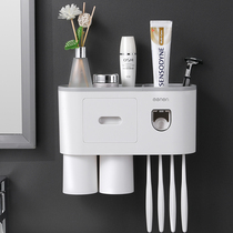Toothbrush frame extruded toothpaste device in one toilet without punching wall mouthwash cup multi-functional collection rack