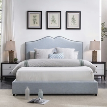 American headboard solid wood soft bag fabric bedside modern simple double master bedroom high backrest bedside hotel bed screen