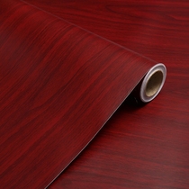 Thickened waterproof self-adhesive wallpaper furniture renovation desktop cabinet Red wood grain sticker Imitation wood red maple wood grain paper wallpaper