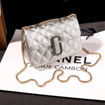 Leather small bag womens 2020 new Korean version of the wild messenger bag shoulder bag Lingge chain bag womens bag tide