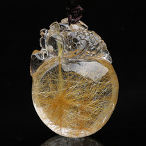 san yuan zheng bao jin fa jing brave pendant yellow rutilated quartz tai jing stone pendant crystal necklace men and women a figure object