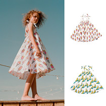 Dads home Kukukid girl super beautiful banana ice cream suspender big skirt dress 79