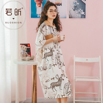 Night dress womens summer pure cotton short-sleeved Korean version cute sweet fashion thin spring and autumn student pajamas fresh home clothes