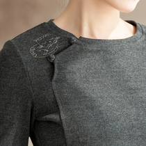 Strange flowers bloom original Orchid (dream) cotton embroidered slim base shirt womens long sleeve Joker T-shirt shirt