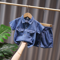 Childrens clothes boy summer clothes suit Summer childrens three-year-old boys baby boy handsome and young boy clothes thin