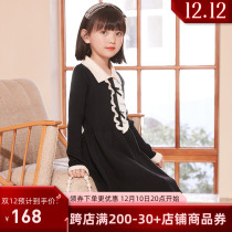 Girls' knitted dress autumn new 2022 children's Korean style black sweater dress big girls' one-piece dress