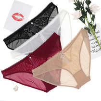 Summer panty womens transparent all-through panty black perspective temptation briefs Large size incognito panty womens large size