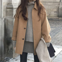 Long double-sided cashmere coat women 2021 autumn and winter New Korean version of small man loose slim wool coat tide