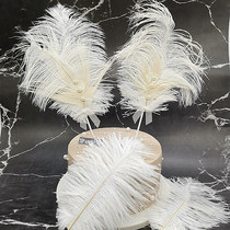 Romantic Tanabata feather cake decoration plug-in large Ostrich feather baking cake dessert table decoration ornaments