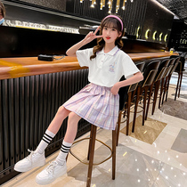 Girl Summer Clothing Trendy Children Jk Suit Dresses Big Boy Nets Red 2022 New Foreign Air Academy Wind Summer Two Sets