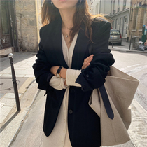Classic thin black suit Joker coat female Korean version loose fashion niche suit womens coat tide