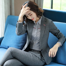 Gray plaid blazer womens professional suit tooling 2020 New interview dress small suit overalls Spring